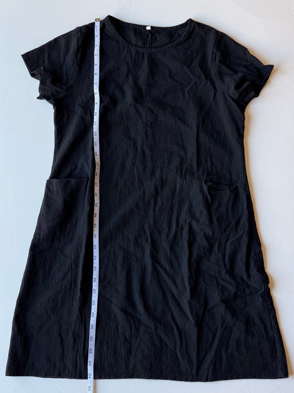 Black Short-Sleeve Pocket Shift Dress XL - Picture 8 of 8